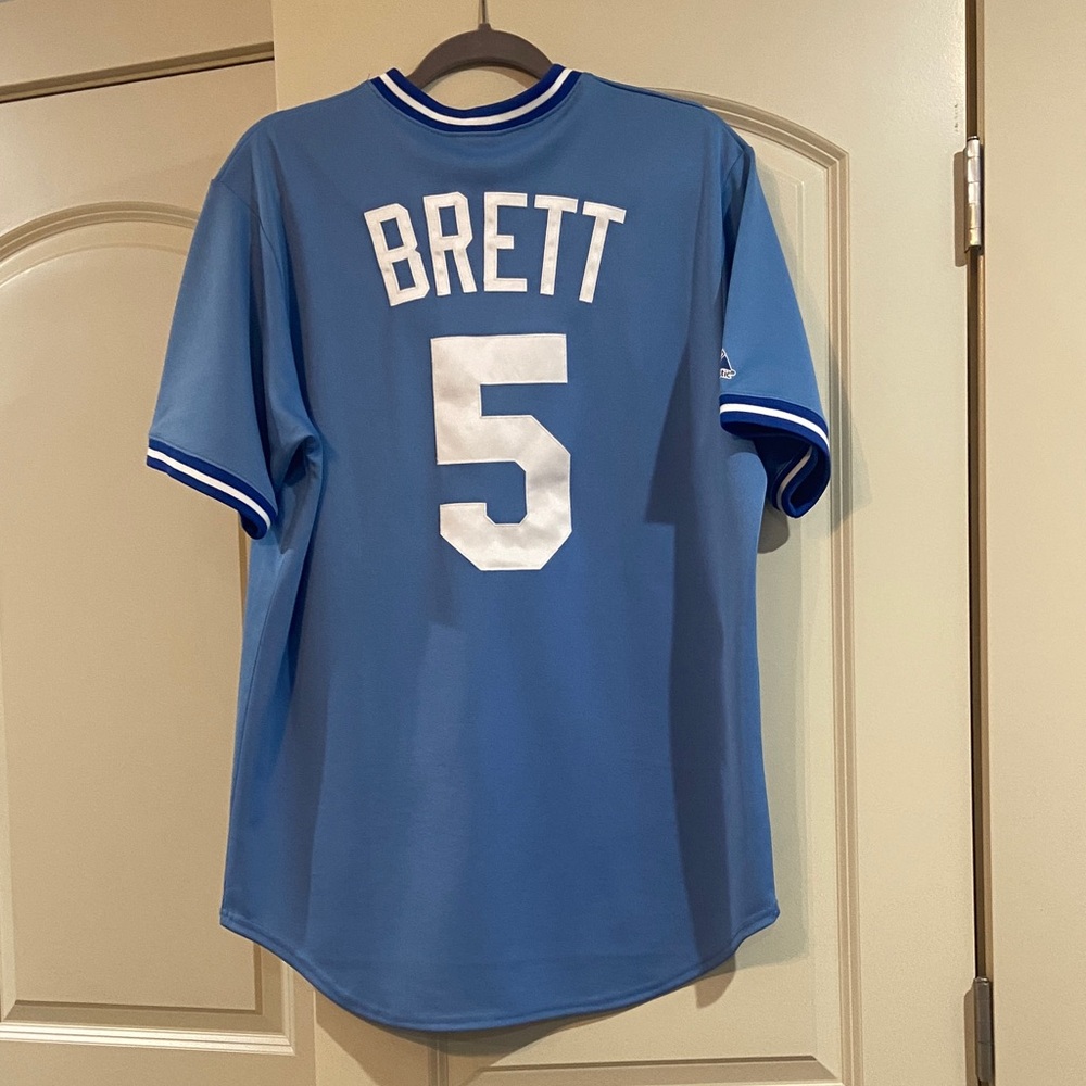 Light Blue 'George Brett' KC Royals Baseball Jersey with Number 5
